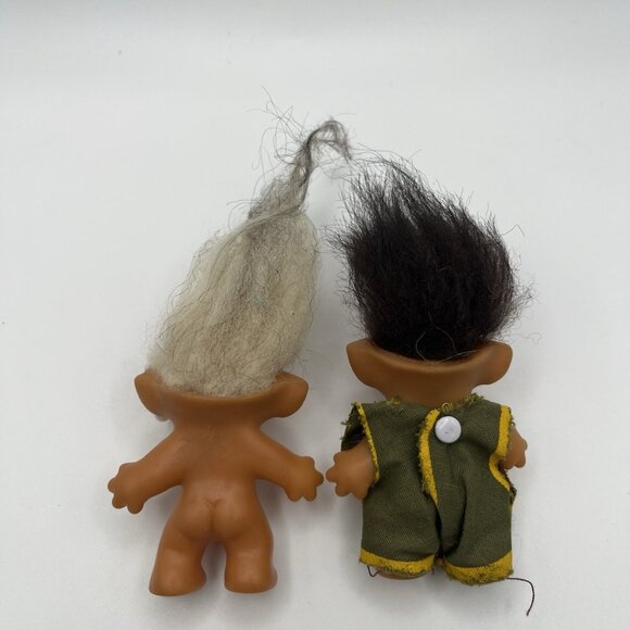 Vintage 60s Uneeda Wishnik Troll Dolls Set Horseshoe U.S Army Clothes White Hair - Picture 2 of 6